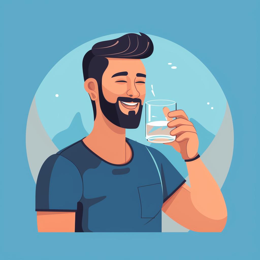 A person drinking a glass of water